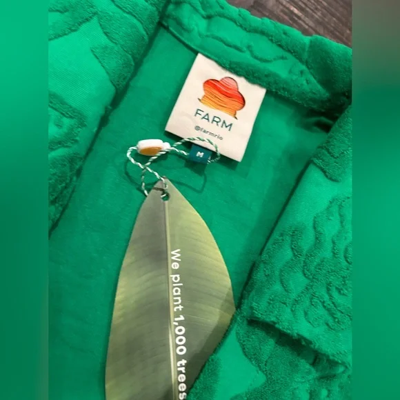 FARM Rio River Nature Terry Tie-Front Top Medium NWT Green Med M Anthropologie - Picture 6 of 13